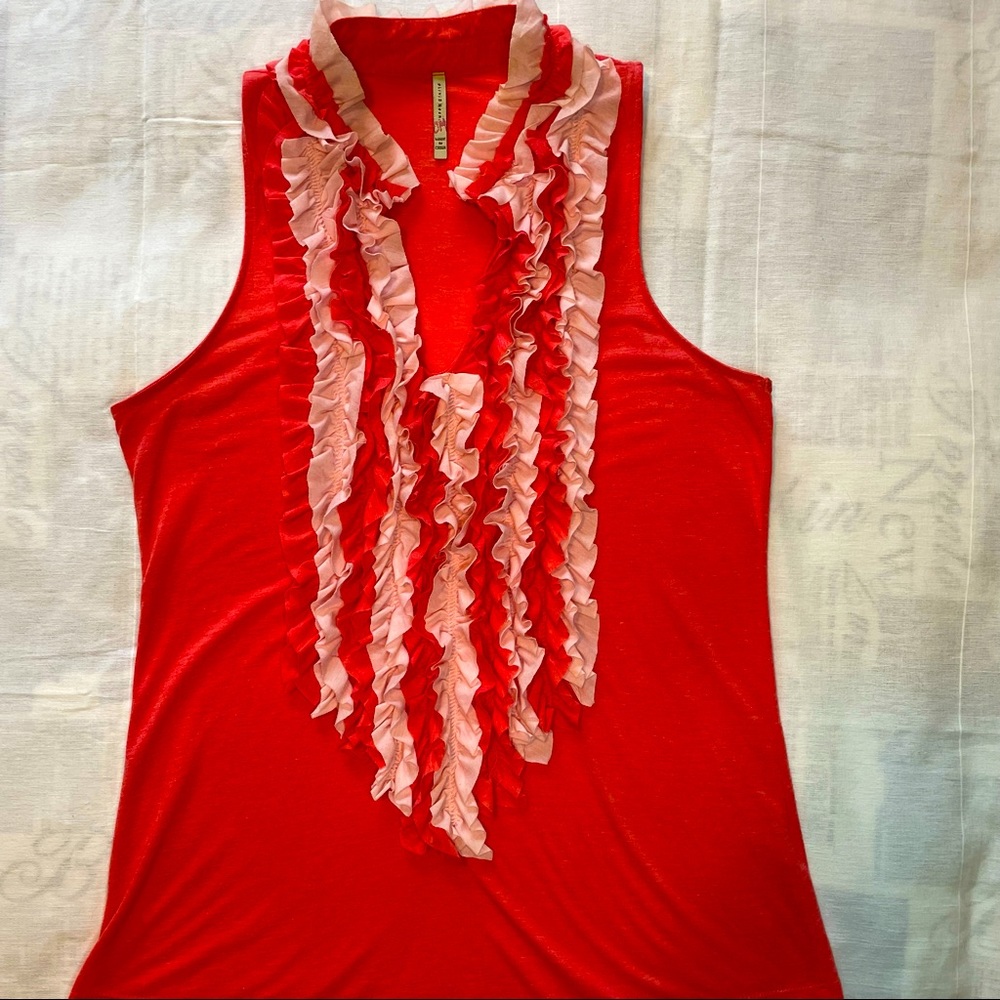 Olivia Moon ruffled sleeveless shirt